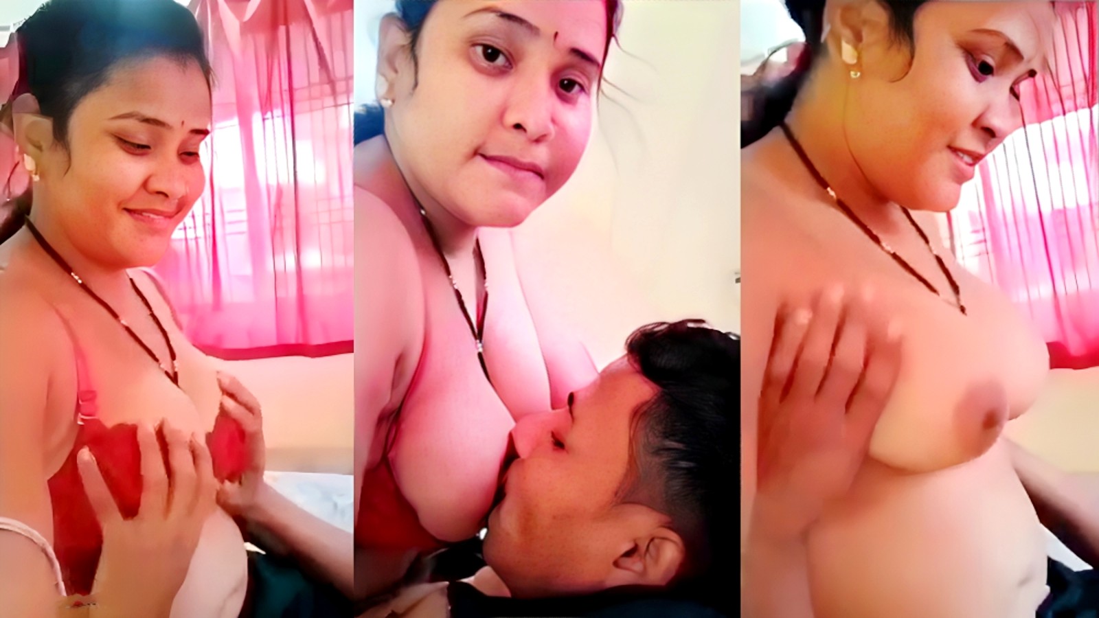 Hot wife boob press and sucking by horny husband